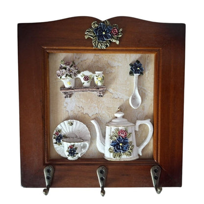 Cuier decorativ cu 3 carlige, Naimeed D66-5, 21x21x1.3cm, Maro