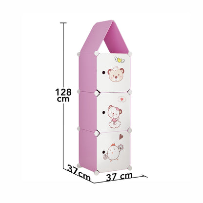 Dulap Modular, camera copii, 3 usi, Naimeed D6606, Roz, 128x37x37 cm
