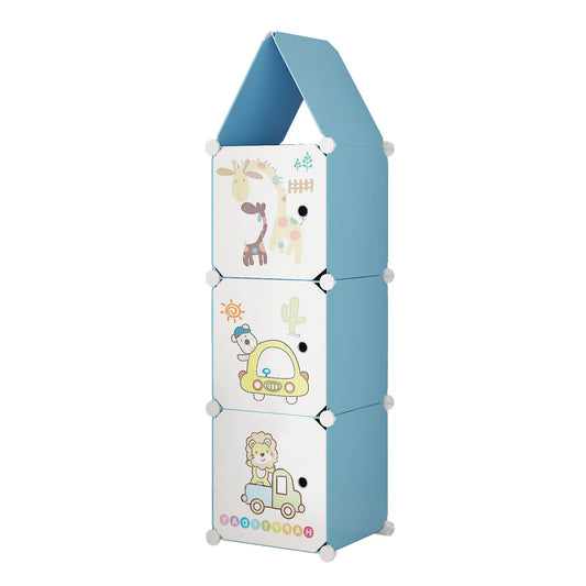 Dulap Modular, camera copii, 3 usi, Naimeed D6609, Albastru, 128x37x37 cm