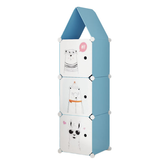 Dulap Modular, camera copii, 3 usi, Naimeed D6610, Albastru, 128x37x37 cm