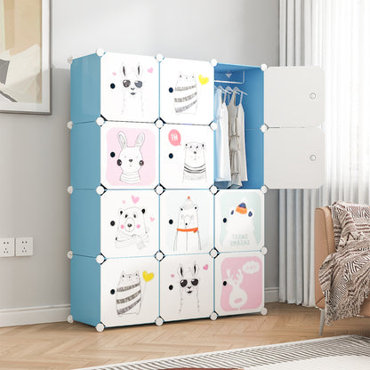 Dulap Modular, camera copii, 12 usi, Naimeed D6622, Albastru, 147x110x37 cm