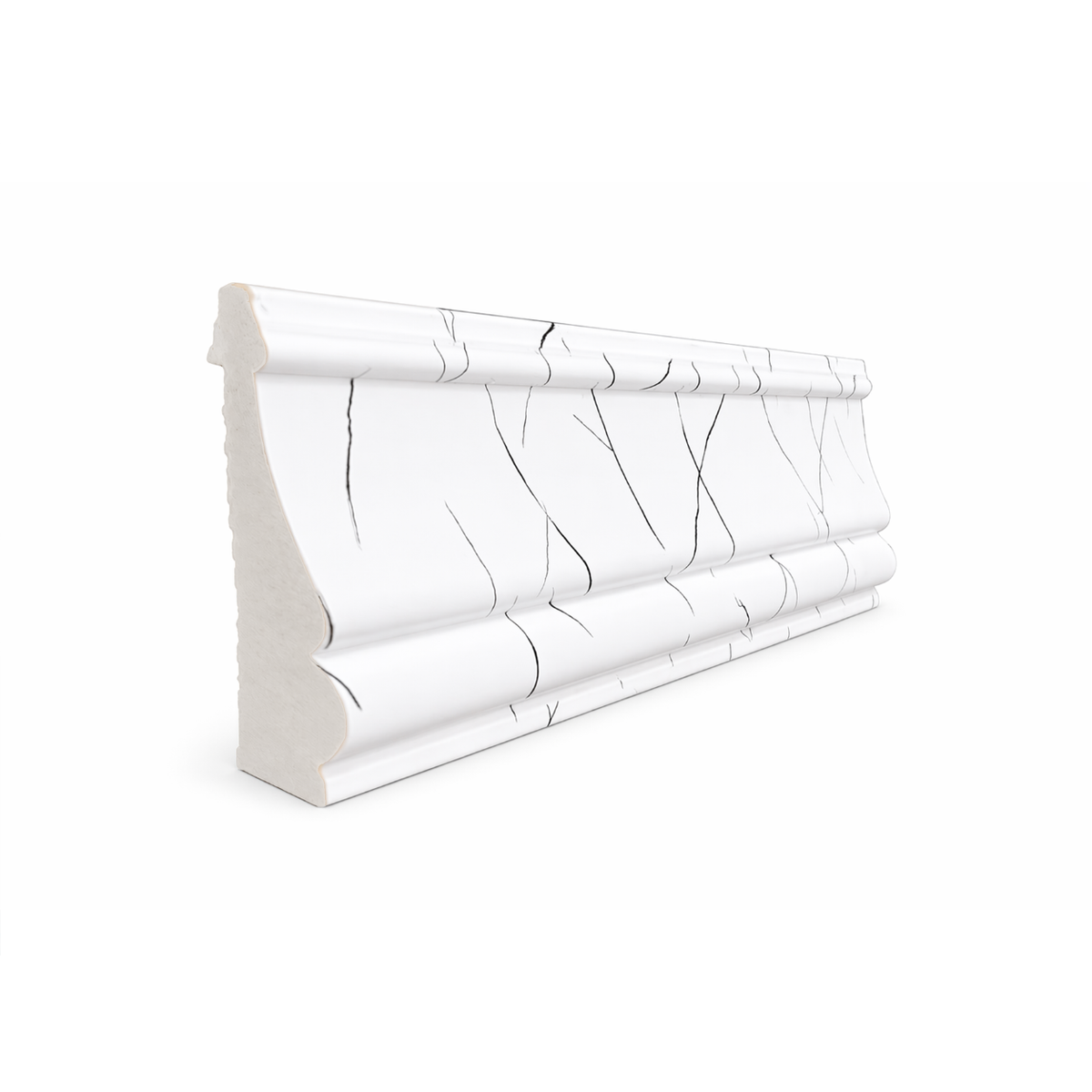 Plintă decorativă, polimer rigid, Naimeed D6698ALB, Alb, 230 × 8.5 × 2.35 cm