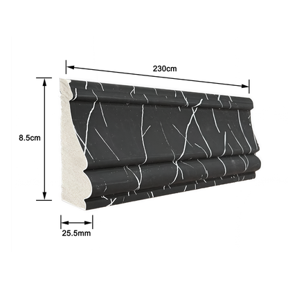 Plintă decorativă, polimer rigid, Naimeed D6698NEGRU, Alb, 230 × 8.5 × 2,35 cm