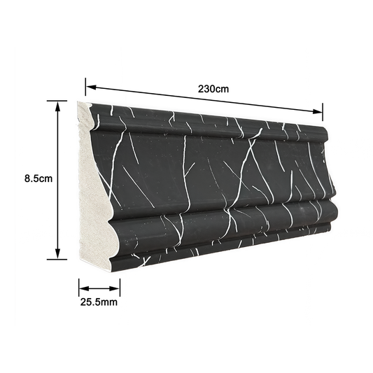 Plintă decorativă, polimer rigid, Naimeed D6698NEGRU, Alb, 230 × 8.5 × 2,35 cm