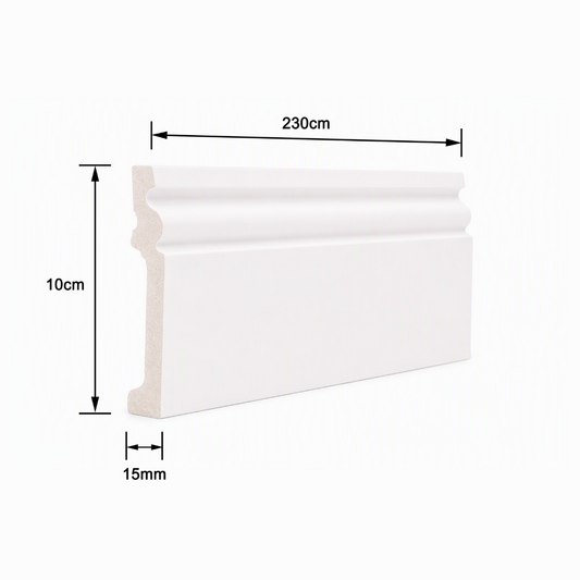 Plintă decorativă, polimer rigid, Naimeed D6699, Alb, 230 × 10 × 1.5 cm