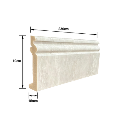 Plintă decorativă, polimer rigid, Naimeed D6699ALB, Alb, 230 × 10 × 1.5 cm