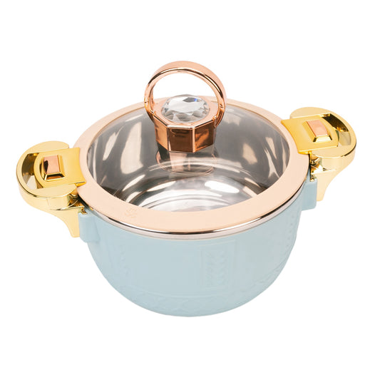 Caserola termica, set 3 piese, Thermo Class, cu interior din inox, Naimeed D6701, Albastru deschis