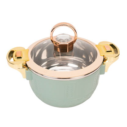 Caserola termica, set 3 piese, Thermo Class, cu interior din inox, Naimeed D6701, Verde deschis