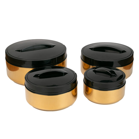 Caserola termica, set 4 piese, Thermo Class, cu interior din inox, Naimeed D6702, Auriu