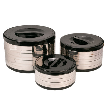 Caserola termica, set 3 piese, Thermo Class, cu interior din inox, Naimeed D6706, Argintiu
