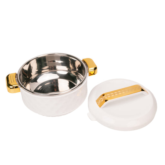 Caserola termica, set 4 piese, Thermo Class, cu interior din inox, Naimeed D6709, Alb