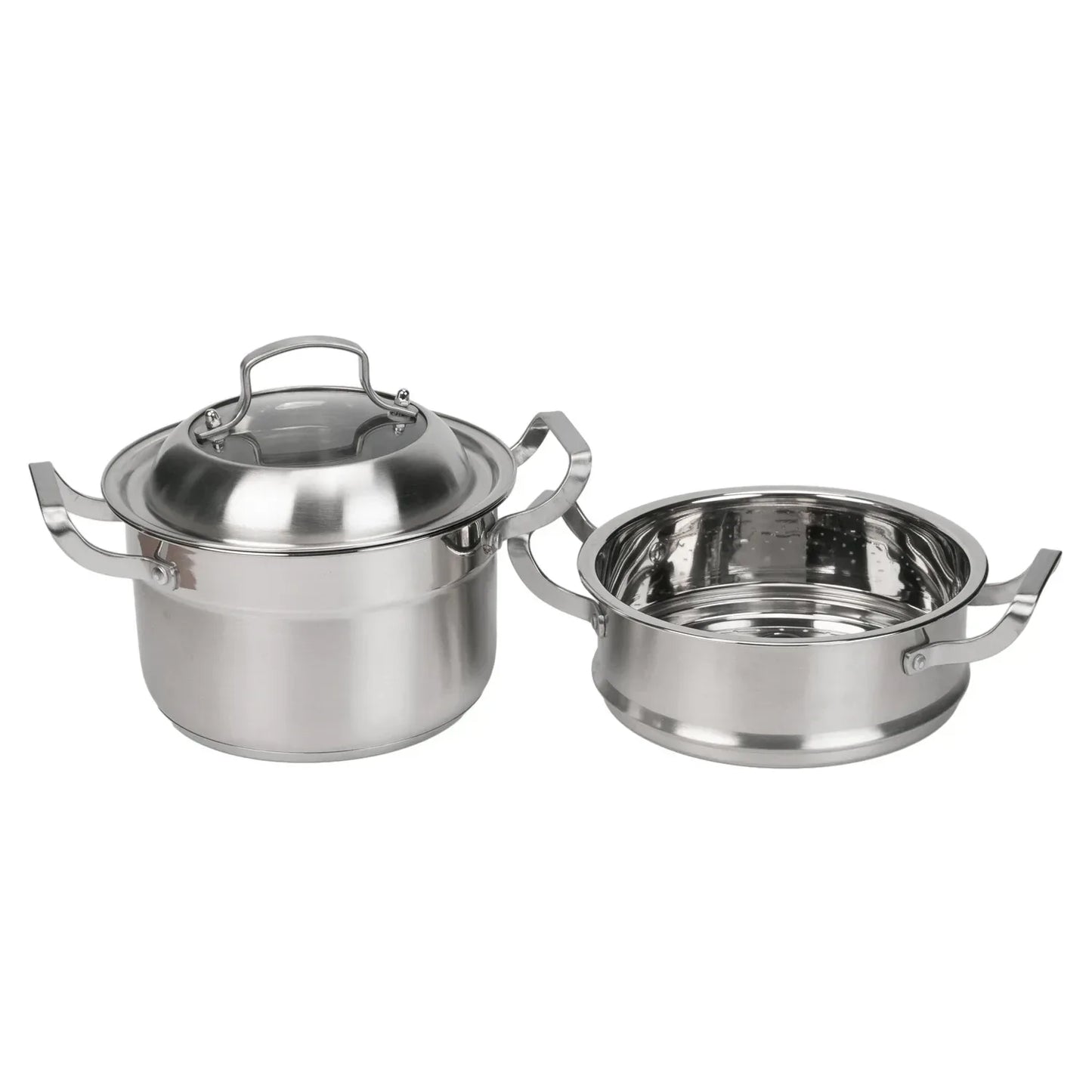 Set de gatit sub aburi, Inox, Naimeed D6719, 3 piese, oala 24x22 cm, strecuratoare, capac - 221.ro