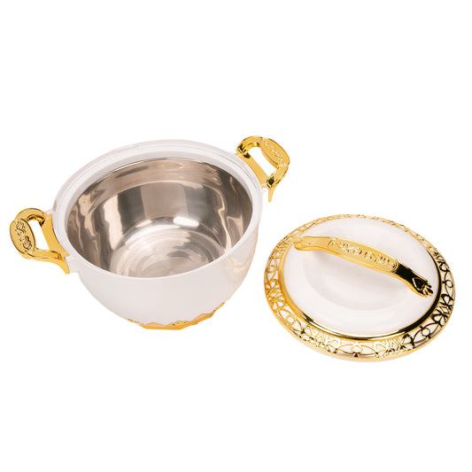 Caserola termica, set 3 piese, Thermo Class, cu interior din inox, Naimeed D6722, Alb