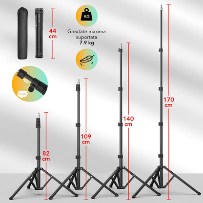 Trepied Aochuan, stativ, pentru camera foto/video, smartphone, Gimbal, lumini, pentru vlogging, streaming live, D6734, Negru