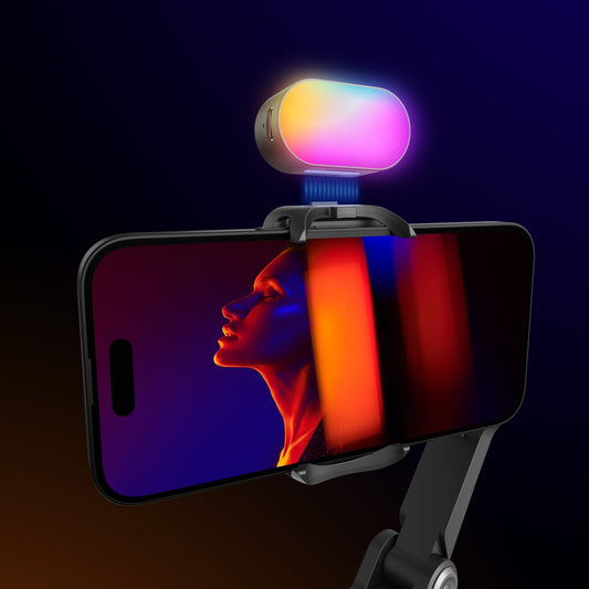 Pachet promo: Gimbal Aochuan SMART XE, D6730 +  D6736 Lumina RGB Aochuan cu placute magnetice, aplicatie dedicata, Content Creator Edition, Negru Mat