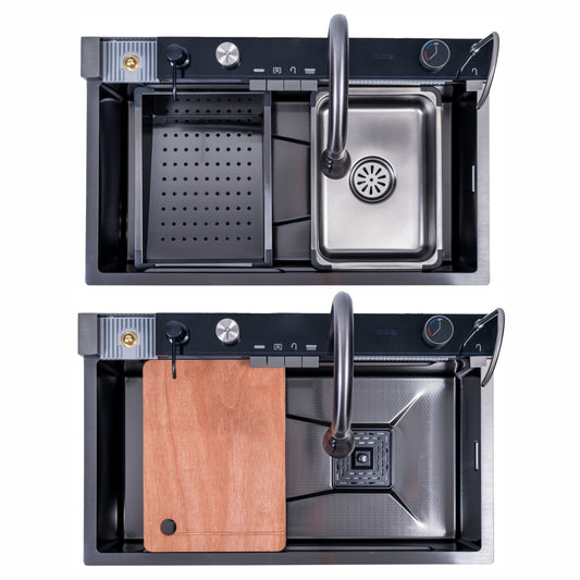 Chiuveta multifunctionala Smart Cuisine, cu accesorii incluse, Naimeed D6743, functii multiple, otel inoxidabil, Gri, 210x750x460mm