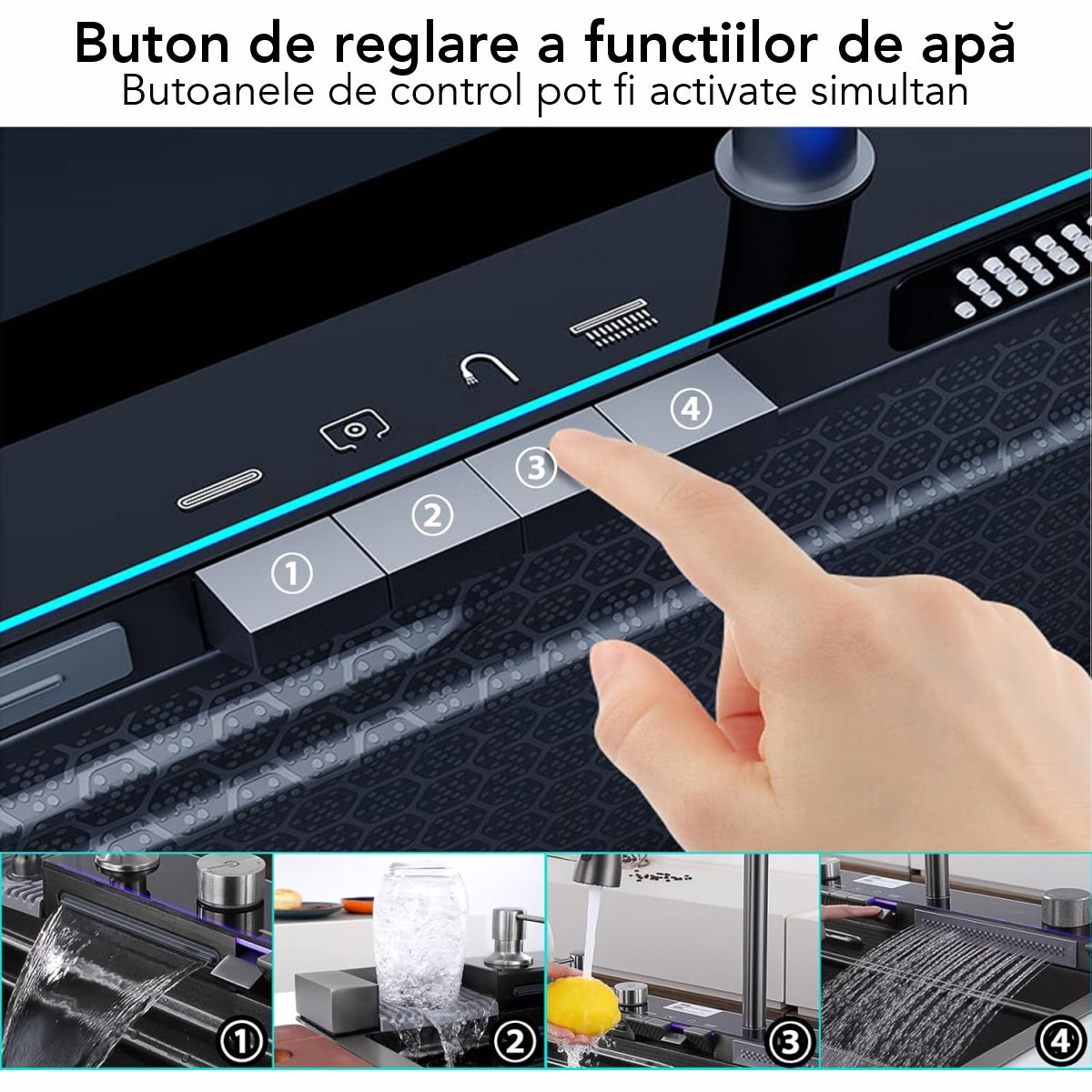 Chiuveta multifunctionala Smart Cuisine, cu accesorii incluse, Naimeed D6743, functii multiple, otel inoxidabil, Gri, 210x750x460mm