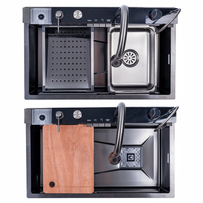 Chiuveta multifunctionala Smart Cuisine, cu accesorii incluse, Naimeed D6744, functii multiple, otel inoxidabil, Gri, 210x750x460mm