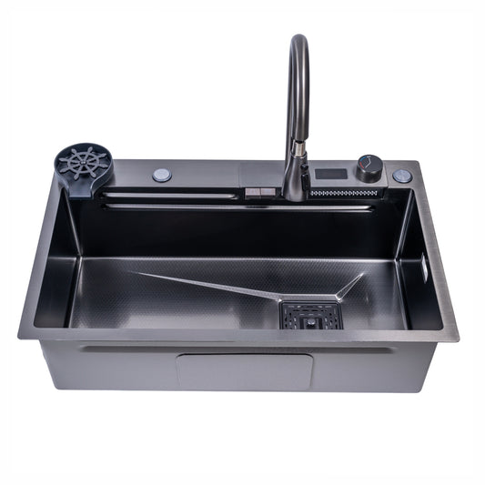 Chiuveta multifunctionala Smart Cuisine, cu accesorii incluse, Naimeed D6745, functii multiple, otel inoxidabil, Gri, 210x750x460mm