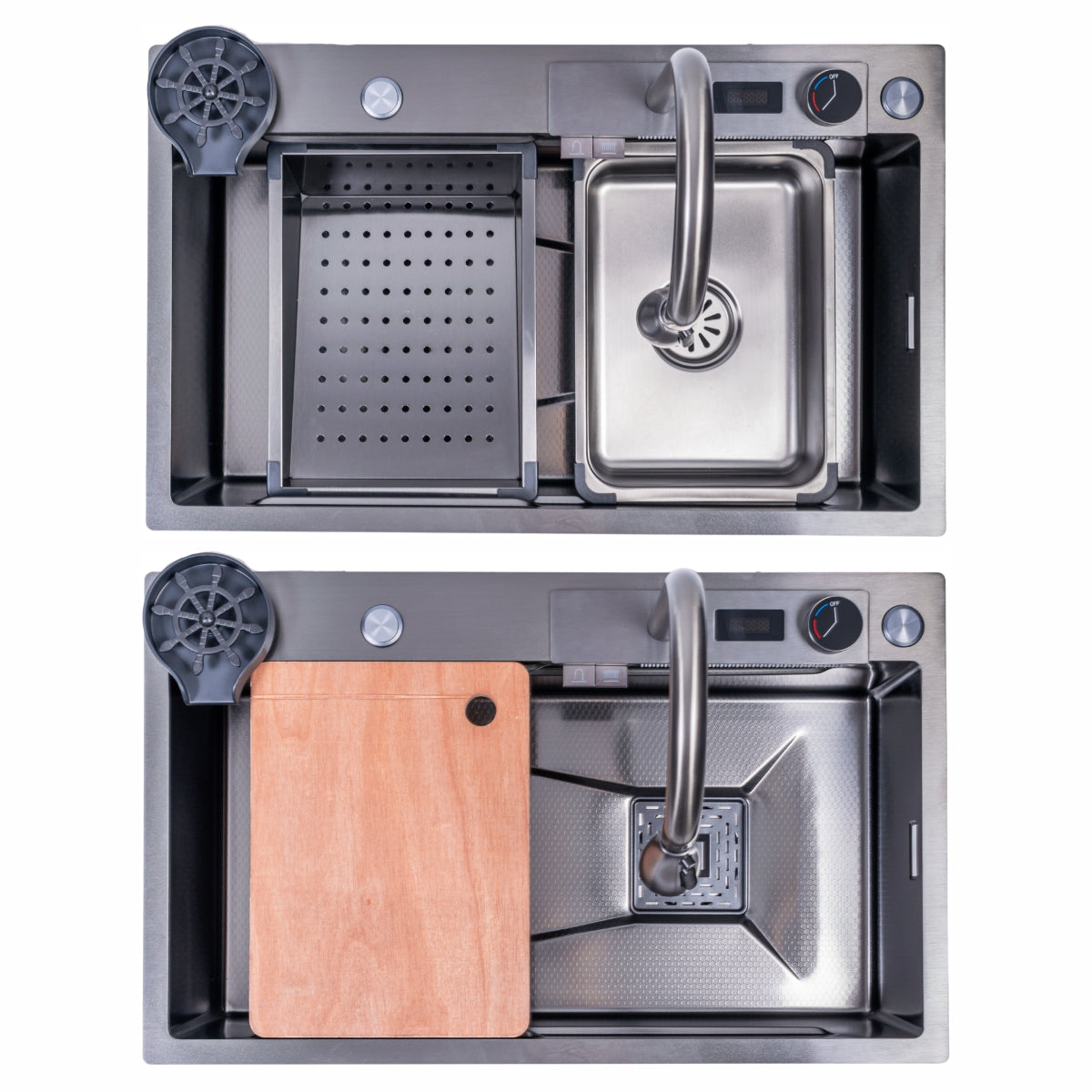 Chiuveta multifunctionala Smart Cuisine, cu accesorii incluse, Naimeed D6745, functii multiple, otel inoxidabil, Gri, 210x750x460mm