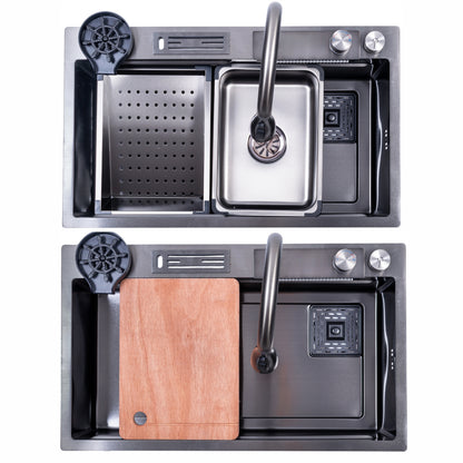Chiuveta multifunctionala Smart Cuisine, cu accesorii incluse, Naimeed D6746, functii multiple, otel inoxidabil, Gri, 210x750x460mm