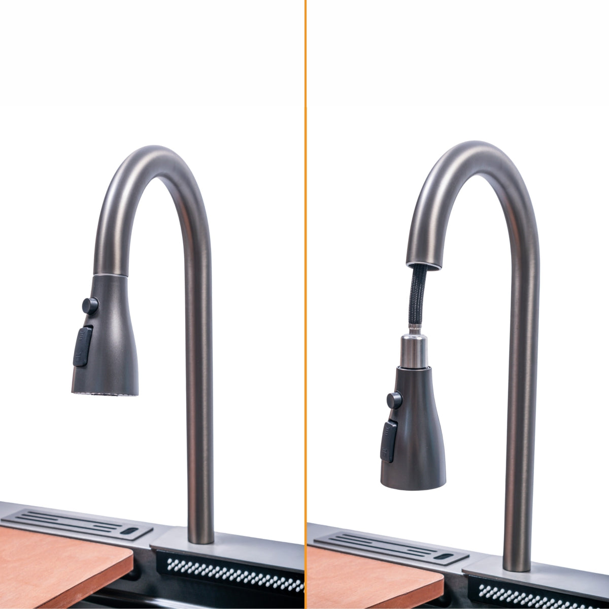 Chiuveta multifunctionala Smart Cuisine, cu accesorii incluse, Naimeed D6747, functii multiple, otel inoxidabil, Gri, 210x750x460mm