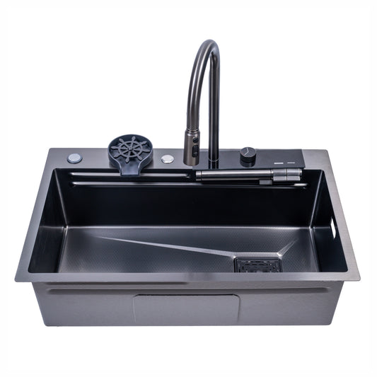 Chiuveta multifunctionala Smart Cuisine, cu accesorii incluse, Naimeed D6748, functii multiple, otel inoxidabil, Gri, 210x750x460mm
