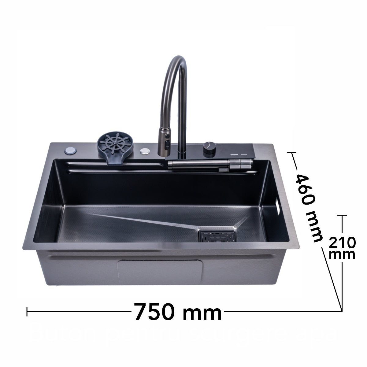 Chiuveta multifunctionala Smart Cuisine, cu accesorii incluse, Naimeed D6748, functii multiple, otel inoxidabil, Gri, 210x750x460mm