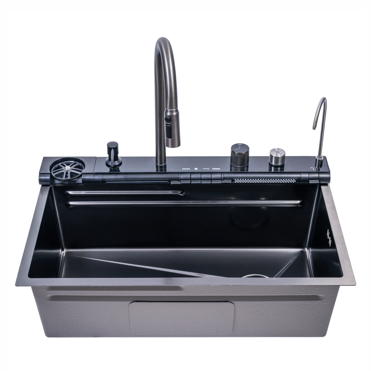 Chiuveta multifunctionala Smart Cuisine, cu accesorii incluse, Naimeed D6749, functii multiple, otel inoxidabil, Gri, 210x750x460mm