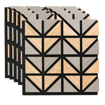 Set 5 Panouri riflaje acustice decorative, HDF si pasla, Naimeed D6750, 50x50x1.8cm, Multicolor