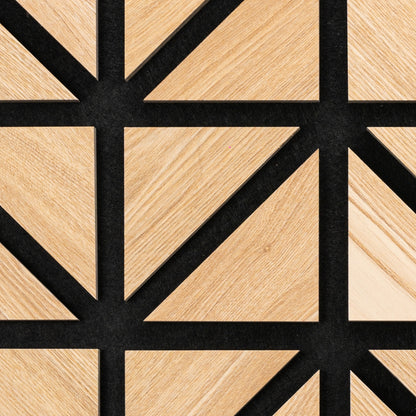 Set 5 Panouri riflaje acustice decorative, HDF si pasla, Naimeed D6751, 50x50x1.8cm, Stejar