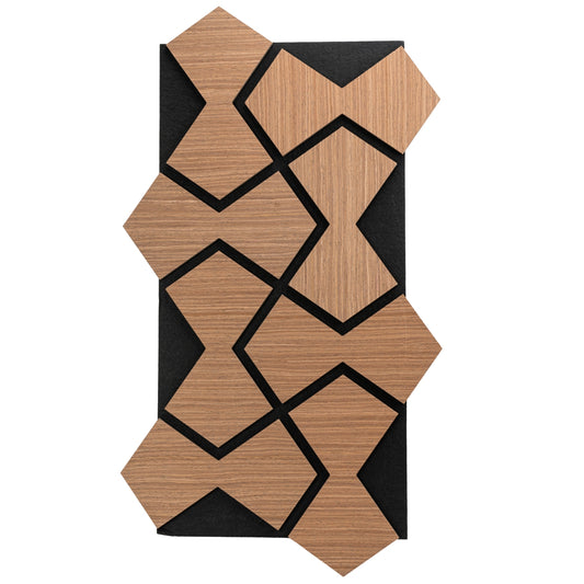 Set 5 Panouri riflaje acustice decorative, HDF si pasla, Naimeed D6753, 85x48x1.8cm, Stejar Inchis