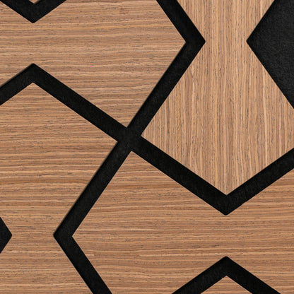 Set 5 Panouri riflaje acustice decorative, HDF si pasla, Naimeed D6753, 85x48x1.8cm, Stejar Inchis