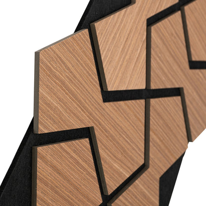 Set 5 Panouri riflaje acustice decorative, HDF si pasla, Naimeed D6753, 85x48x1.8cm, Stejar Inchis