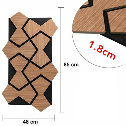 Set 5 Panouri riflaje acustice decorative, HDF si pasla, Naimeed D6753, 85x48x1.8cm, Stejar Inchis