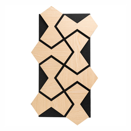 Set 5 Panouri riflaje acustice decorative, HDF si pasla, Naimeed D6754, 85x48x1.8cm, Stejar deschis