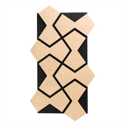 Set 5 Panouri riflaje acustice decorative, HDF si pasla, Naimeed D6755, 85x48x1.8cm, Stejar