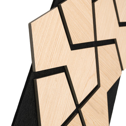 Set 5 Panouri riflaje acustice decorative, HDF si pasla, Naimeed D6755, 85x48x1.8cm, Stejar