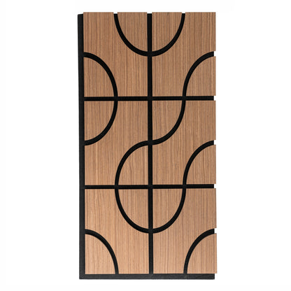 Set 5 Panouri riflaje acustice decorative, HDF si pasla, Naimeed D6756, 90x45x1.8cm, Stejar Inchis