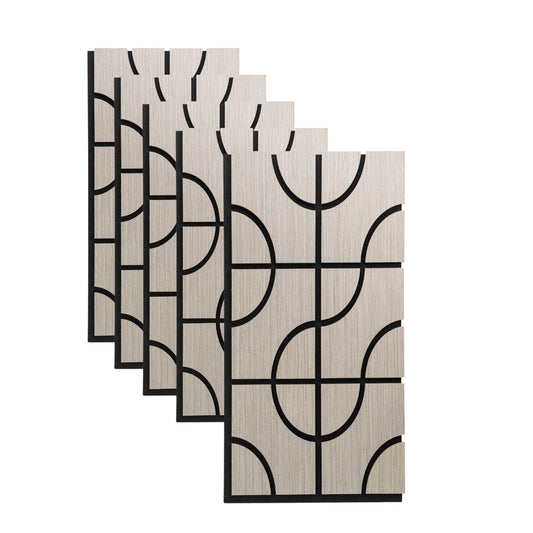 Set 5 Panouri riflaje acustice decorative, HDF si pasla, Naimeed D6757, 90x45x1.8cm, Gri