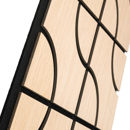 Set 5 Panouri riflaje acustice decorative, HDF si pasla, Naimeed D6758, 90x45x1.8cm, Stejar