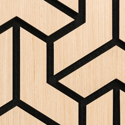 Set 5 Panouri riflaje acustice decorative, HDF si pasla, Naimeed D6759, 90x45x1.8cm, Stejar deschis