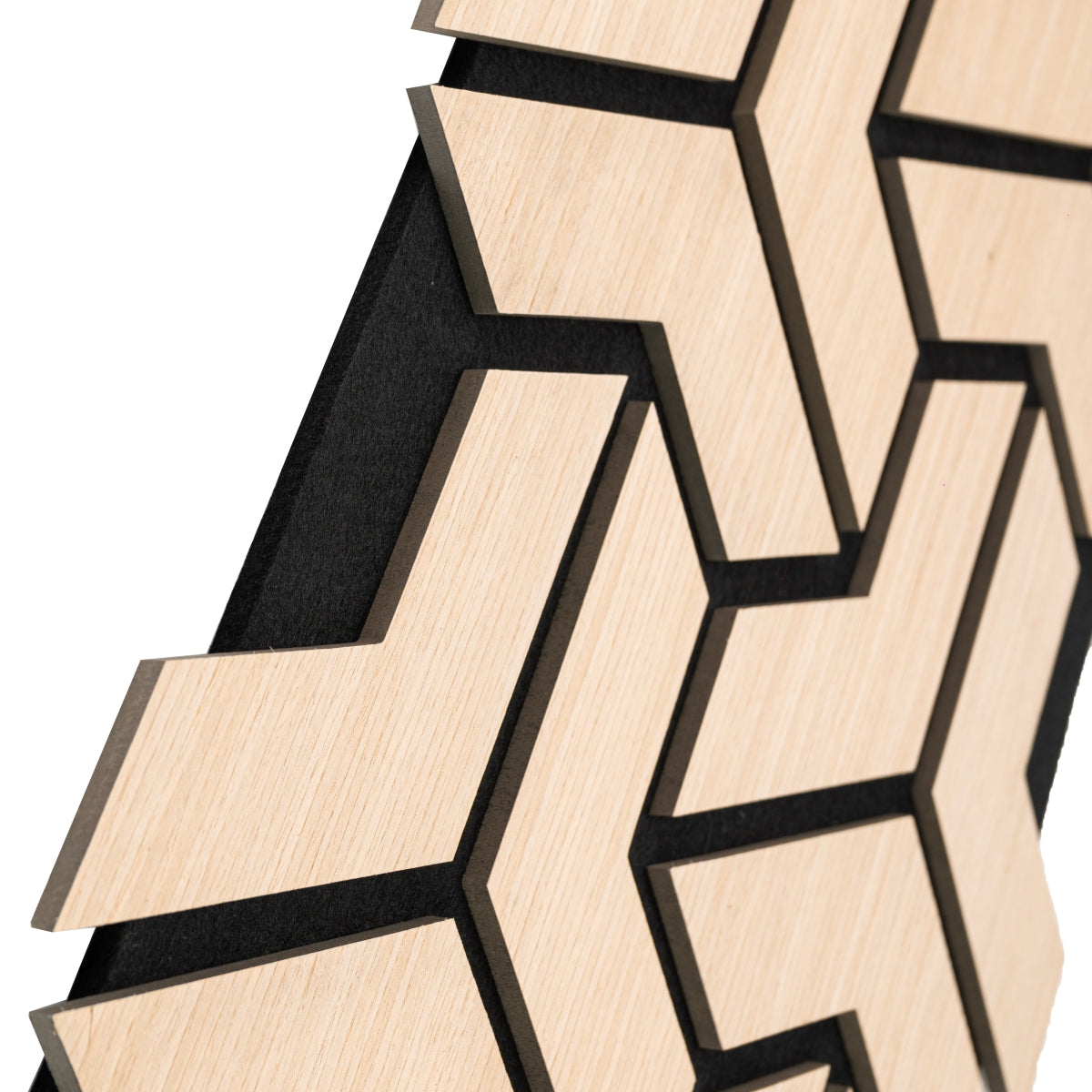 Set 5 Panouri riflaje acustice decorative, HDF si pasla, Naimeed D6759, 90x45x1.8cm, Stejar deschis