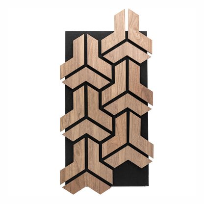 Set 5 Panouri riflaje acustice decorative, HDF si pasla, Naimeed D6760, 90x45x1.8cm, Stejar