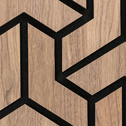 Set 5 Panouri riflaje acustice decorative, HDF si pasla, Naimeed D6760, 90x45x1.8cm, Stejar