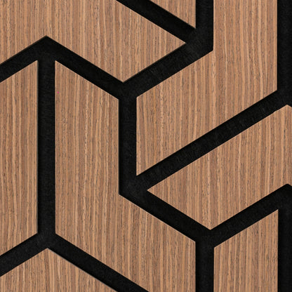 Set 5 Panouri riflaje acustice decorative, HDF si pasla, Naimeed D6761, 90x45x1.8cm, Stejar inchis