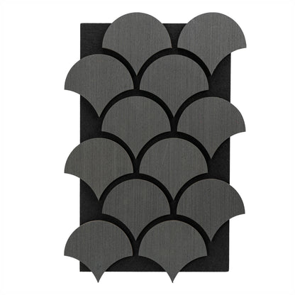 Set 5 Panouri riflaje acustice decorative, HDF si pasla, Naimeed D6762, 60x40x1.8cm, Gri