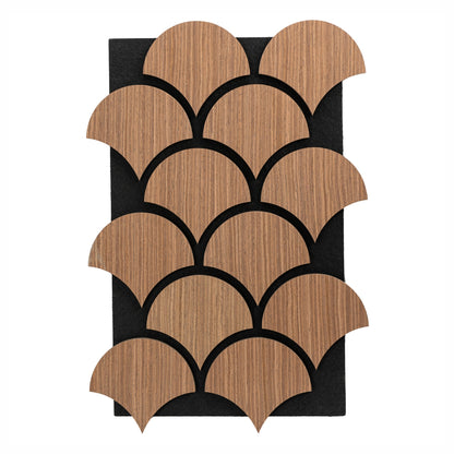 Set 5 Panouri riflaje acustice decorative, HDF si pasla, Naimeed D6764, 60x40x1.8cm, Stejar inchis