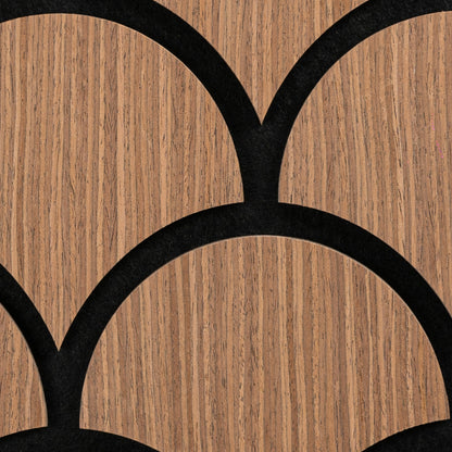 Set 5 Panouri riflaje acustice decorative, HDF si pasla, Naimeed D6764, 60x40x1.8cm, Stejar inchis