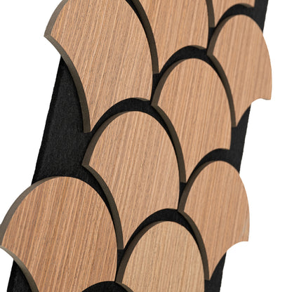 Set 5 Panouri riflaje acustice decorative, HDF si pasla, Naimeed D6764, 60x40x1.8cm, Stejar inchis